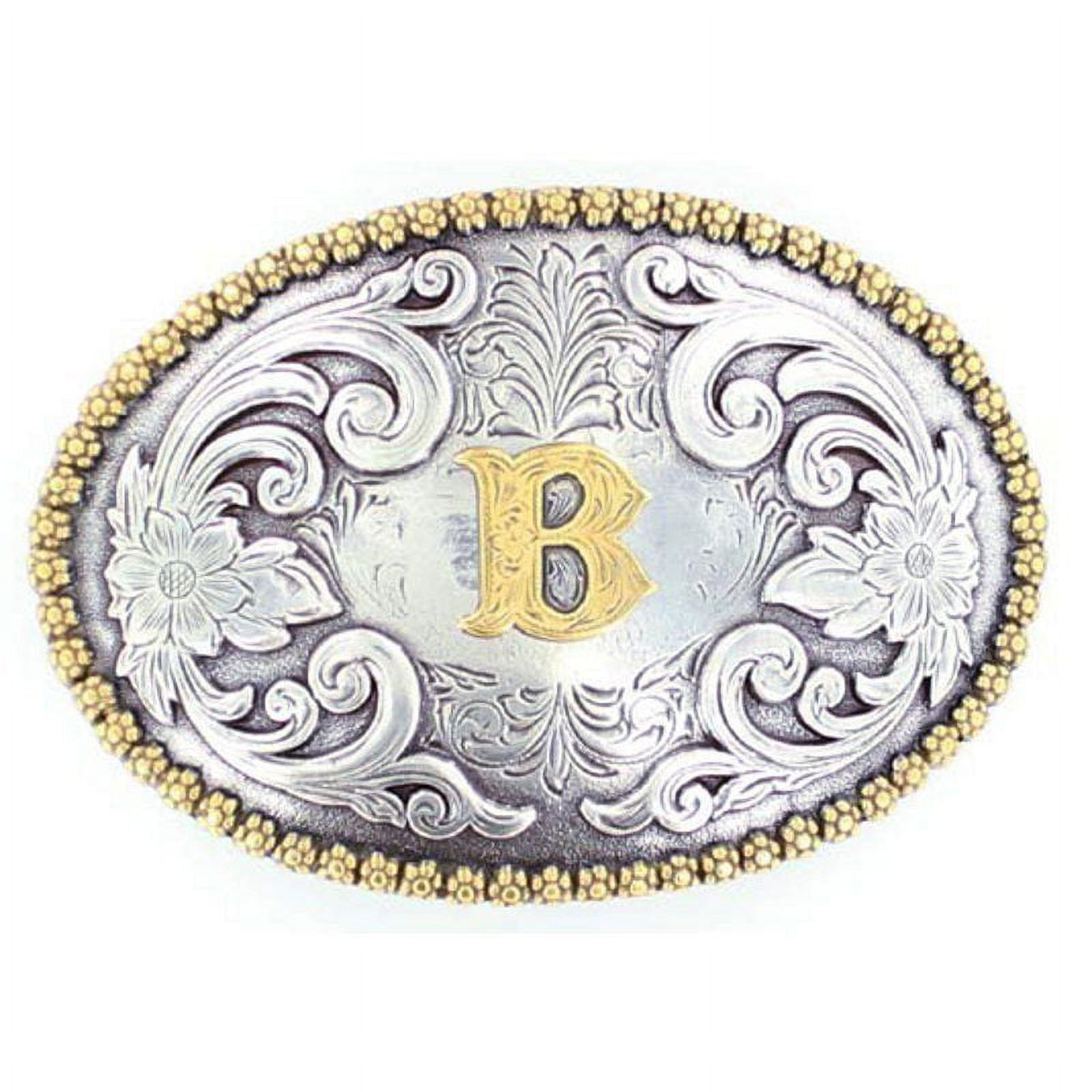 Mens Western Belt Buckle - Initial Cowboy Letter Oval Belt Buckles for Women