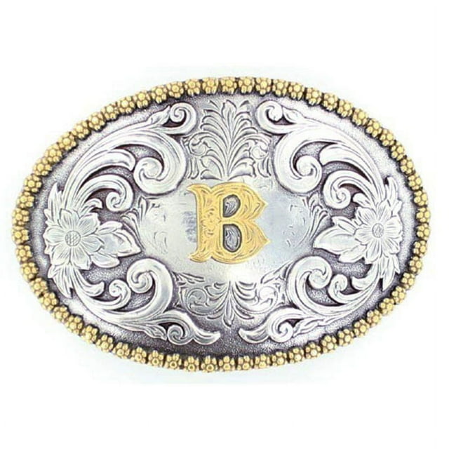 Nocona Antique Scroll Initial Belt Buckle 37072