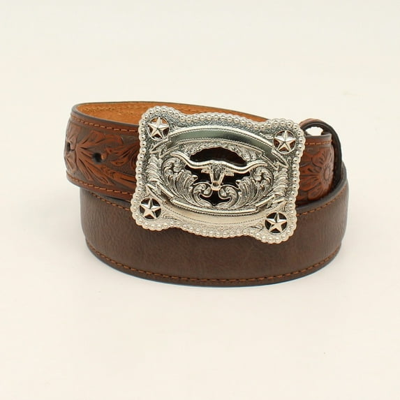 Nocona Belt Co. Boys' Tooled Billet Longhorn Buckle - N44286-02 22