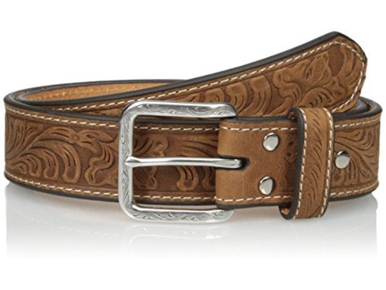 Medium Brown Mens Floral Scrolled Belt - Walmart.com