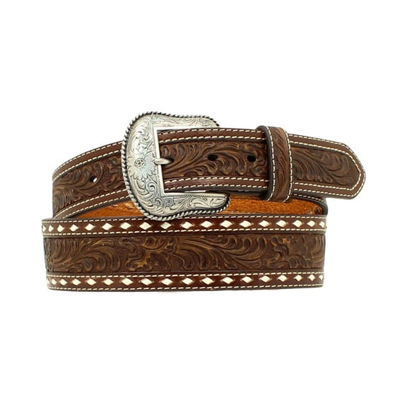 Nocona Belt Co. Men's Tapered Floral Tooled Western Brown 38