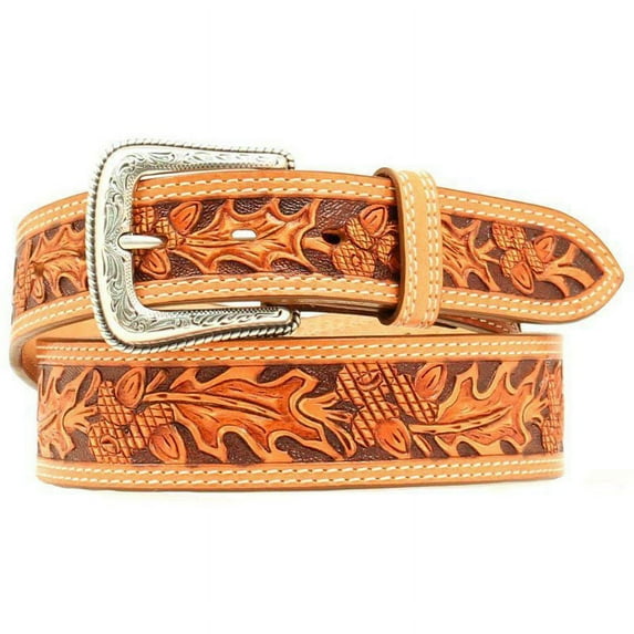 Nocona Belt Co. Mens Autumn Tooled 1 3/4in Tapered Belt 40 Natural