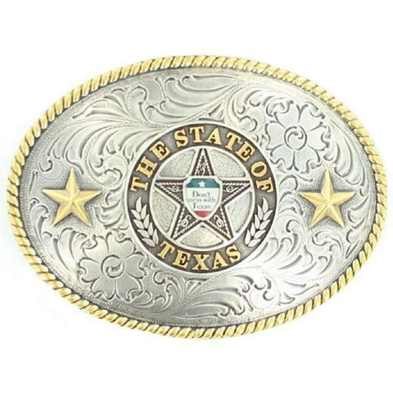 Nocona Belt Co. Mens Don`t Mess withTexas Oval Buckle Silver