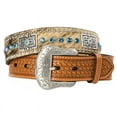 thumbnail image 1 of Nocona Belt Co. Mens N2442148 Brown Hide Belt w/Blue Conchos 30 Natural, 1 of 3