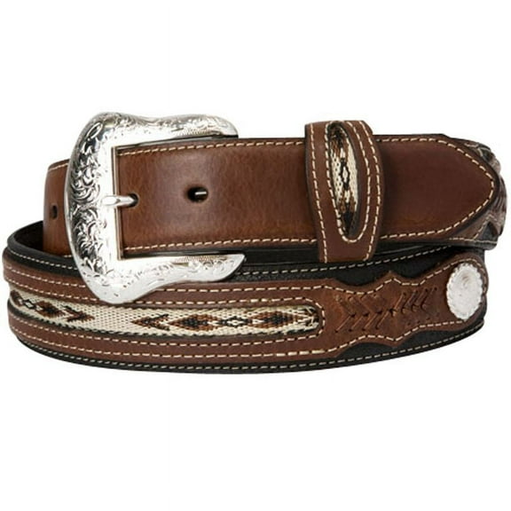 Nocona Men's Top Hand Brown  Black with Overlay Belt N2475701