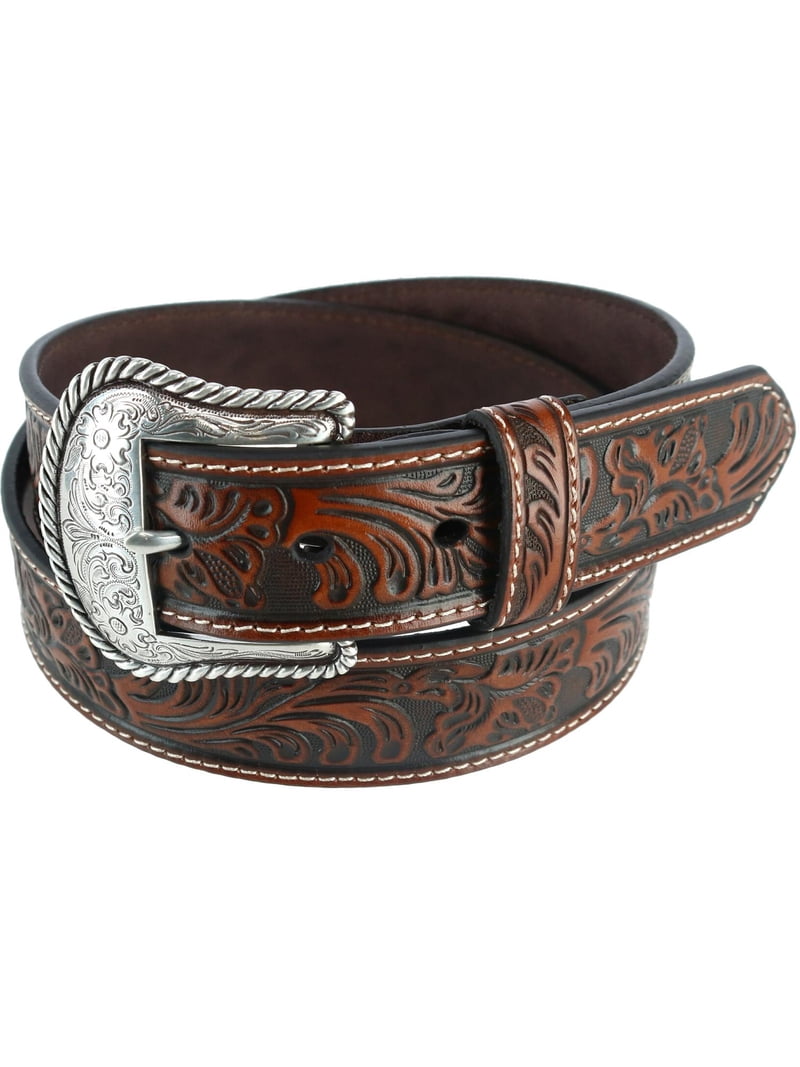 Vtg Nocona Hand Crafted Braided Brown Leather Belt Sz 34 Western Etched Buckle Nocona Brown Leather Braid Woven Western Belt Size 45-49  main image 3