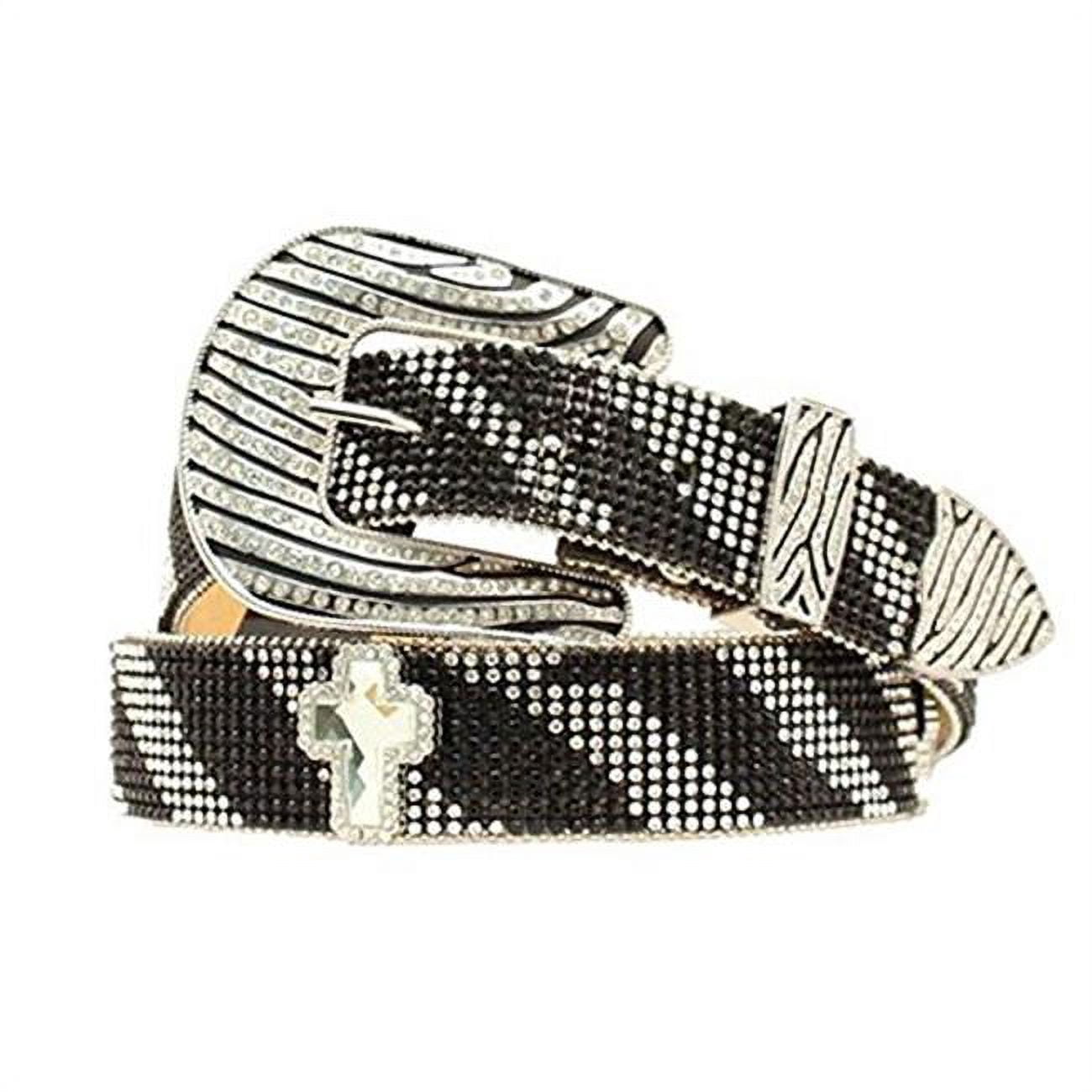 Nocona Belt N3493862-S 1.5 in. Womens Crystal Mesh Zebra  display picture 2