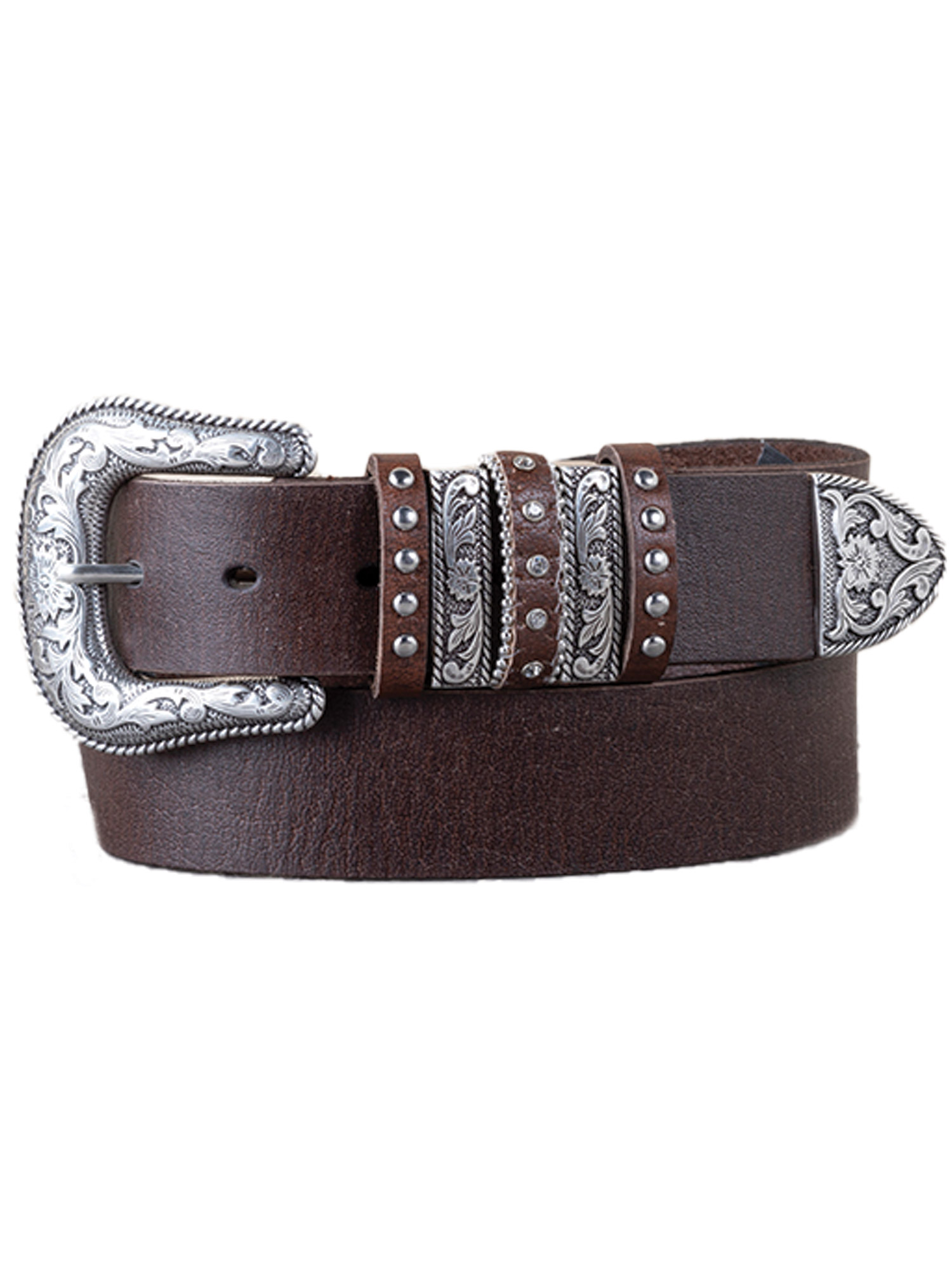 Nocona® Ladies Bedecked Multi-Keeper Brown Leather Belt  display picture 2