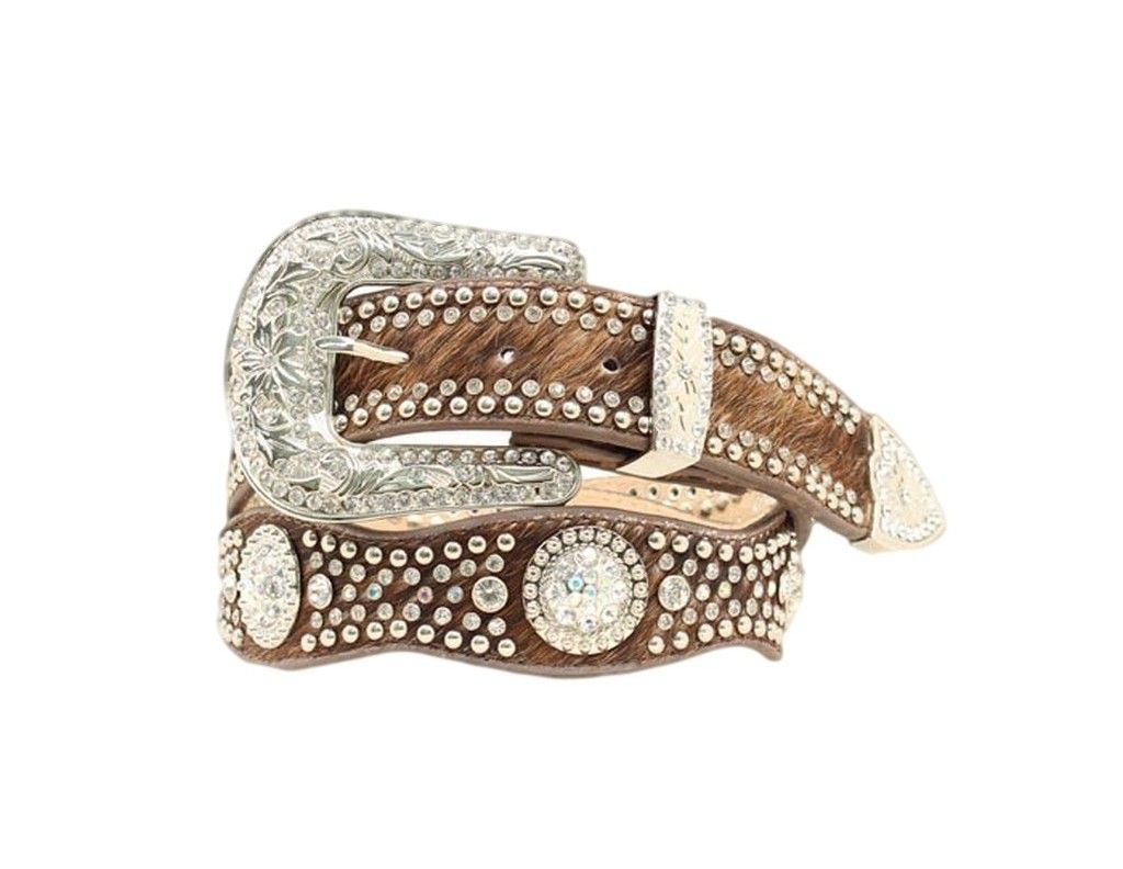 Nocona Ladies Scalloped Brown Hair-On Leather Belt N3416102  display picture 2