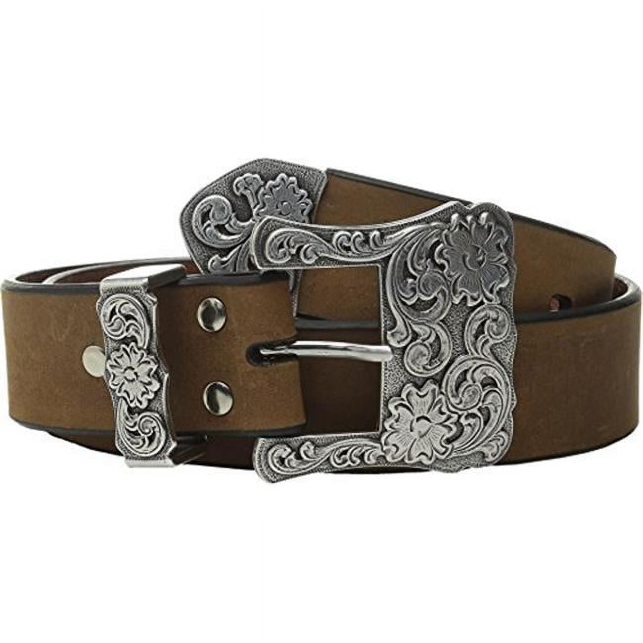 Aisha Leather Belt with Brass Buckle in Brown Leather for Men and Women main image 1