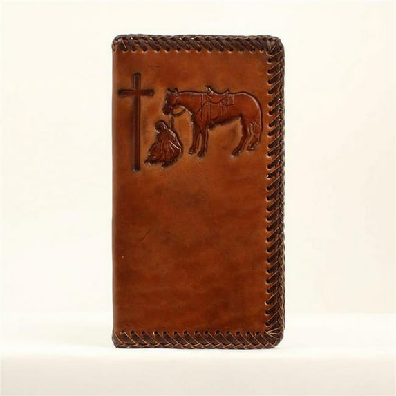 Nocona Men's Praying Cowboy Rodeo Brown Leather Wallet N5413808