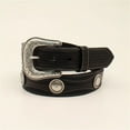 thumbnail image 1 of Nocona N210000701-46 1.50 in. Embossed Tabs Overlay Accented with Round Silver Conchos Mens Belt & Buckle, Black - Size 46, 1 of 1