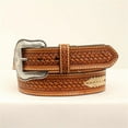 thumbnail image 1 of Nocona N210001408-42 1.50 in. Rawhide Chevron Lacing Scroll Embossing Mens Belt & Buckle, Tan - Size 42, 1 of 1
