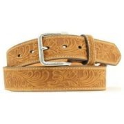 Nocona N2414444-42 Floral Embossed Strap Belt, Medium Brown Distressed - Size 42