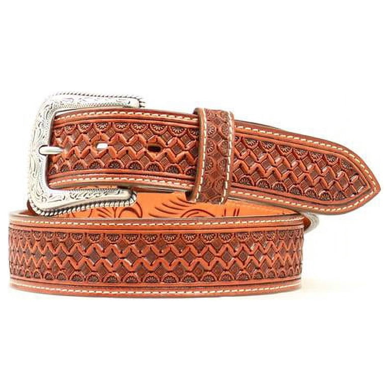 Nocona N2491008-36 Tooled Square Basketweave Belt, Tan 
