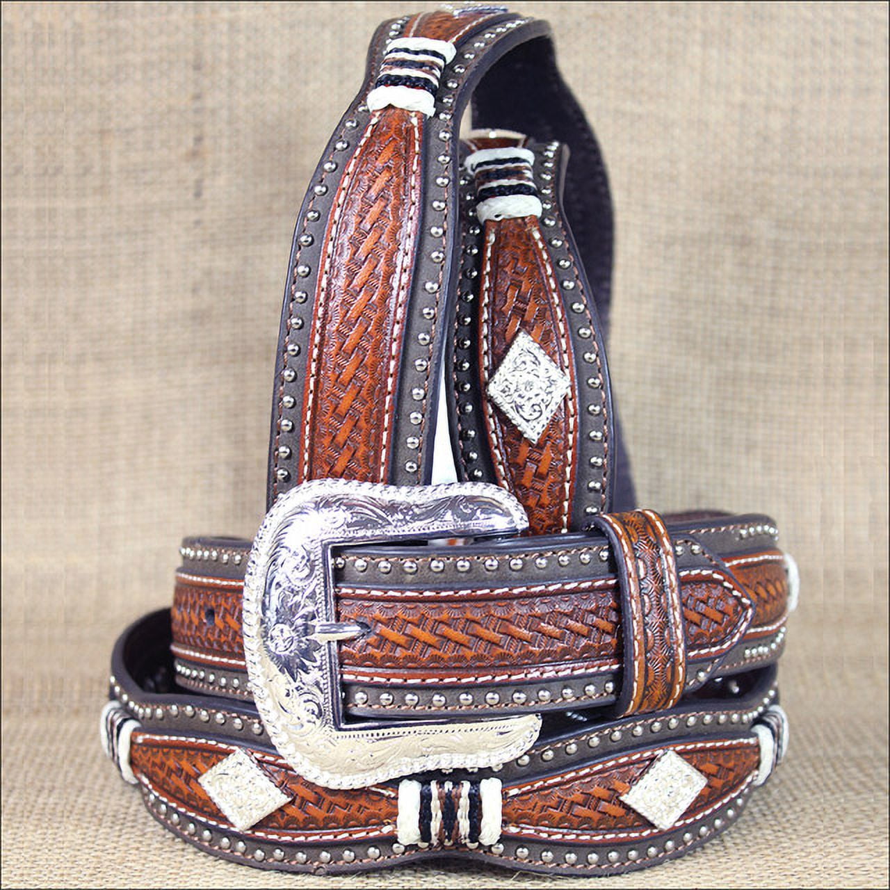 Nocona N2508808-36 Mens Scalloped Basketweave Diamond Concho  display picture 3