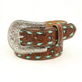 thumbnail image 1 of Nocona Boys Floral Tooled Belt with Turquoise Underlay and Buckstitch, 1 of 1
