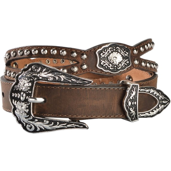 Nocona Western Belt Womens Leather Stud Cut Out Tan Black N3012044