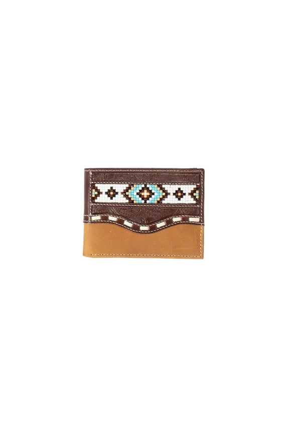 Nocona Western Wallet Mens Bifold Beaded Inlay Embossed Brown N5416202 A101