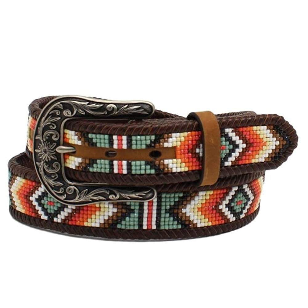 Nocona Womens Nocona Southwestern Beaded Belt XL Tan  display picture 2