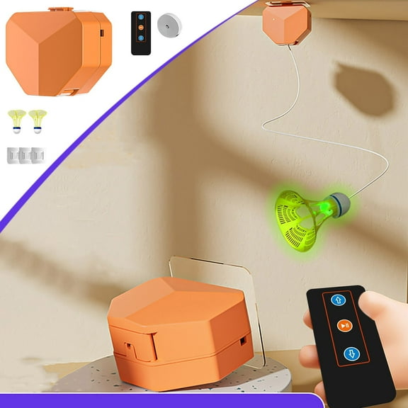 Noctilucent Badminton for Kids & Adults | Indoor Automatic Rebound Racquet Training Tool | Remote Control Adjustable Height | Glowing Shuttle | One-Person Singles Practice | Easy Install |