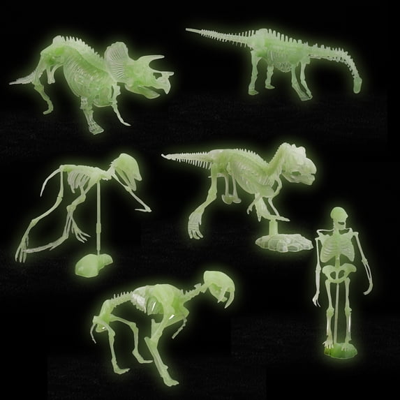 Noctilucent Dinosaur Skeleton Model, Glow in Dark Assembly Figure Toy, Halloween Party Home Decor, Realistic Bone Building Kit, Creative Collectible Gift for Boys Girls