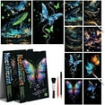 thumbnail image 1 of Noctilucent Scratch Rainbow Painting Art Paper Scratch Painting Art Set for Kids & Adults Creative Scratch Decorative Painting with 5 Tools (Butterflies& Blue Whales), 1 of 7