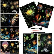 Scratch Paper Art Set for Kids Adults Magic Rainbow Scratchboards for DIY Arts and Crafts Kits Christmas Birthday Gift with Scratching Tools Kit (A4-Noctilucent Butterfly + Peacock)