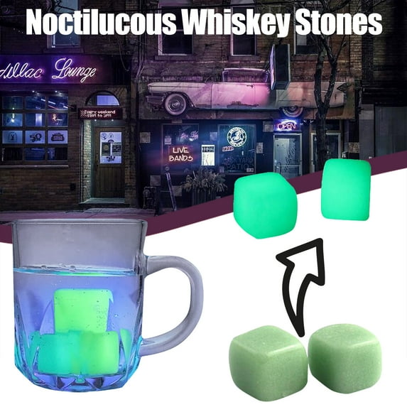Noctilucous Whiskey Stones Gift Presents Gadgets Boyfriend Husband Grandpa/ Luminous Whiskey Stones 2Pc Green Green Light