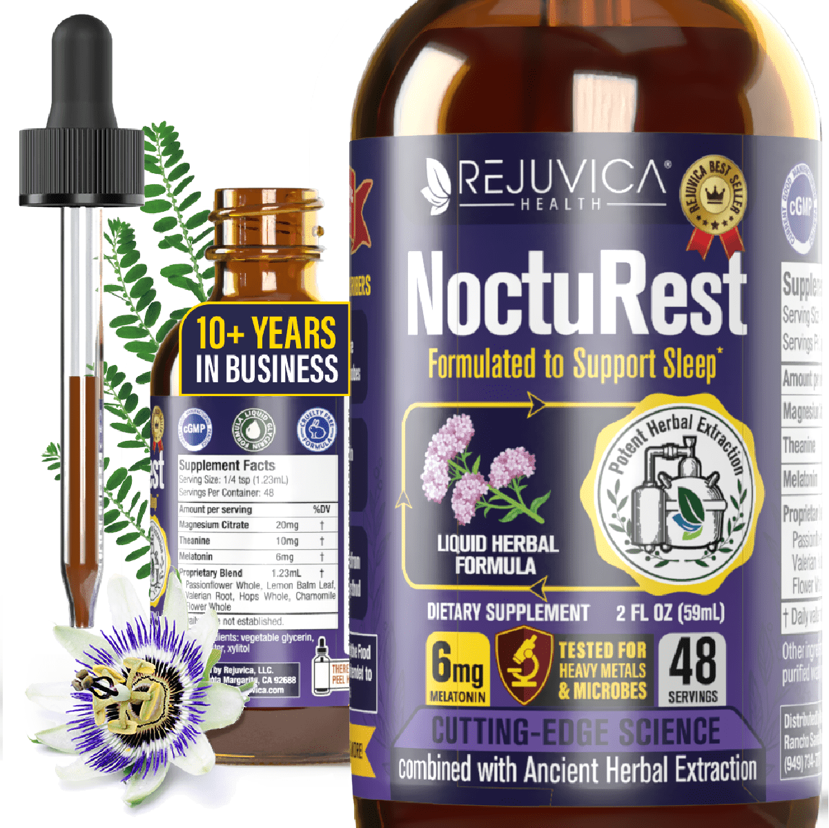 Rejuvica Health Nocturest-Liquid Sleep Supplement Men & Women-Melatonin, Magnesium, Chamomile & More