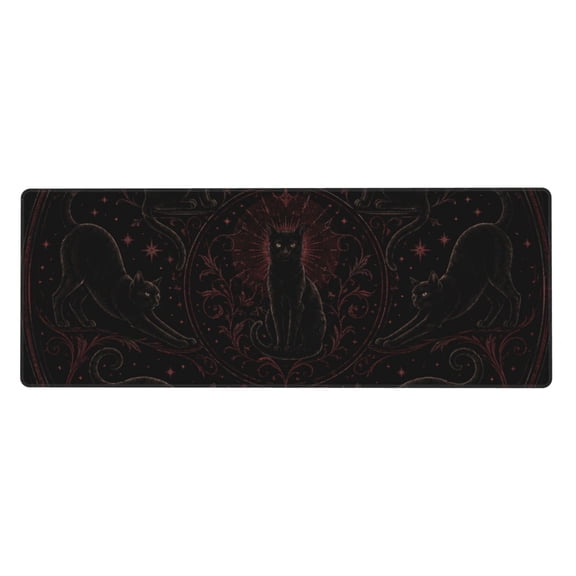 Nocturnal Cat Gothic Silhouette Print Mouse Pad Extended Large Gaming Mousepad Non-Slip Rubber Big Keyboard Desk Mat 31.5 X 11.8 Inch