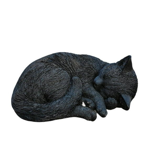 Hi-Line Gift Ltd. Nocturnal Elegance: Black Polyresin Sleeping Cat Figurine