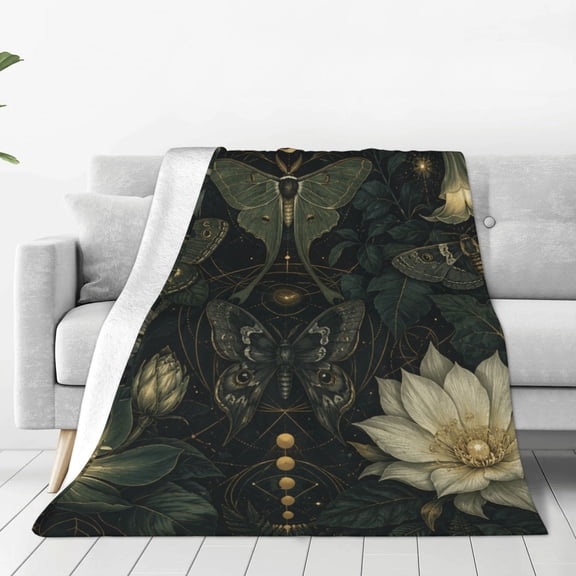Nocturnal Flora Moth, 40x30,Throw Blanket Super Soft Lightweight Cozy Fluffy Plush Blanket for Bed Couch Sofa Chair