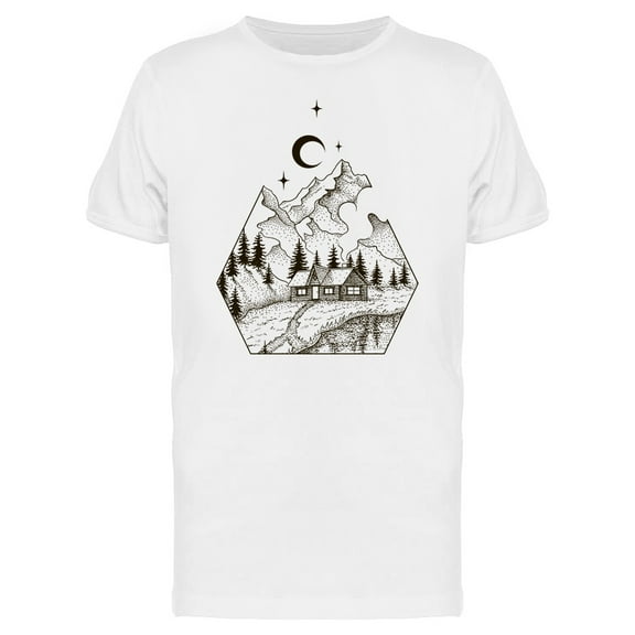 Nocturnal Mountain Lodge  T-Shirt Men -Image by Shutterstock, Male Large