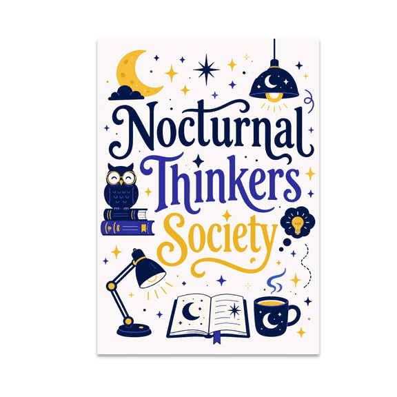 Nocturnal Thinkers Society Wall Art - Night Owl Enthusiast - 13x19 Poster Print