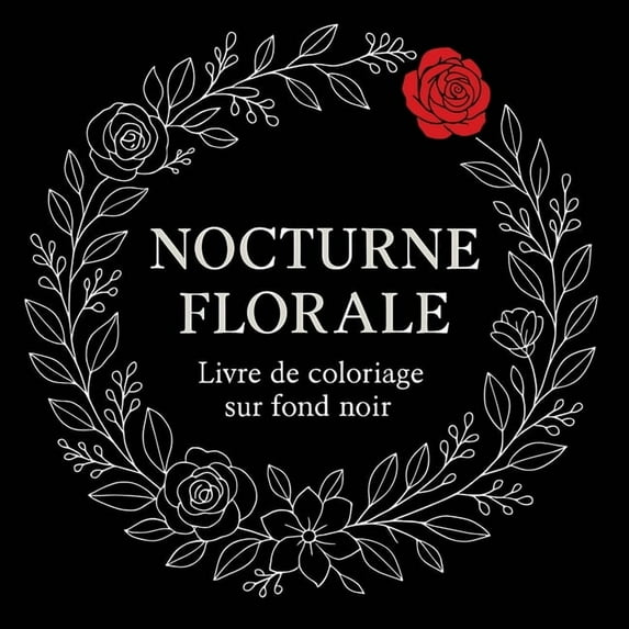 Nocturne Florale - Livre de coloriage sur fond noir, (Paperback)