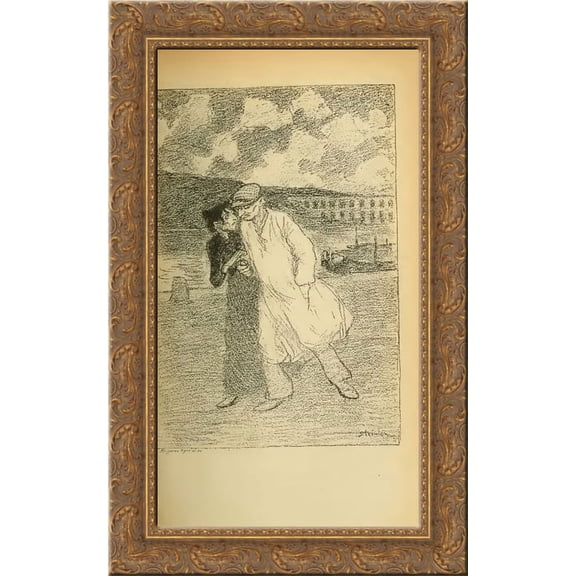 Nocturne Rouge 24x16 Gold Ornate Wood Framed Canvas Art by Theophile Steinlen