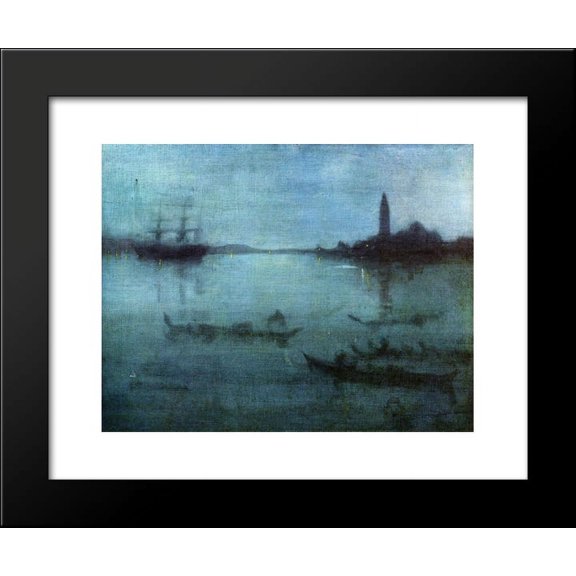 Nocturne in Blue and Silver, The Lagoon, Venice 20x24 Framed Art Print by James McNeill Whistler