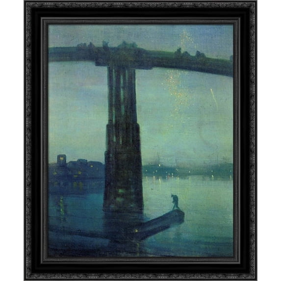 Nocturne in blue and green 20x24 Black Ornate Wood Framed Canvas Art by Whistler, James Abbott McNeill