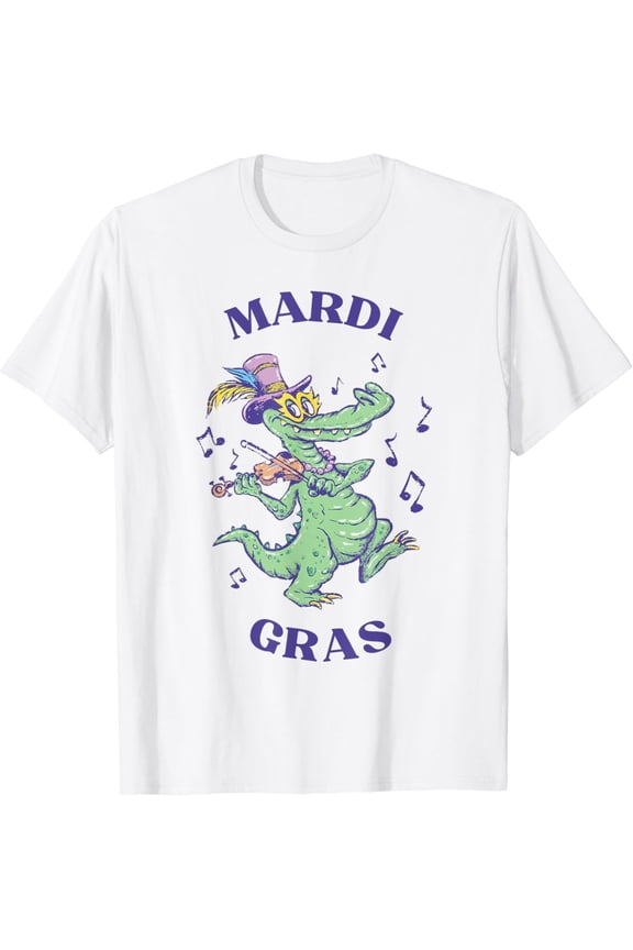 Crocodile Mardi Grawr Outfit Mardi Gras Alligator Men Women T-Shirt WHITE S-5XL