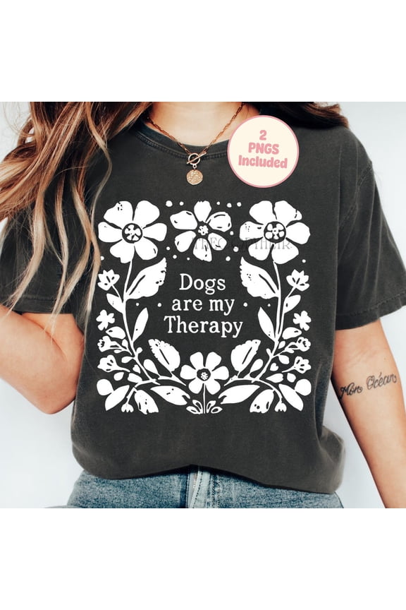 Dogs Are My Therapy Boho Floral Dog Mom Tee Bundle BLACK Unisex S-5XL Shirt