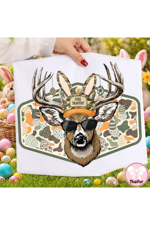 Egg Hunter Deer Buck Backward Cap Egg Day Hunting Tee WHITE Unisex S-5XL Shirt