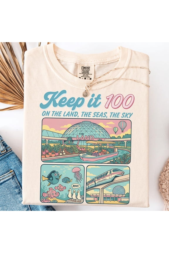 Epcot Inspired Keep It 100 Retro The Land Family Tee WHITE Unisex S-5XL Shirt