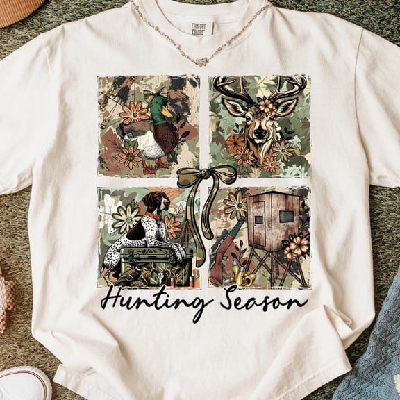 Nodb Hunting Season Shirt Camo Bow Deer Duck Hunter Coquette Fall Tee SAND Unisex S-5XL