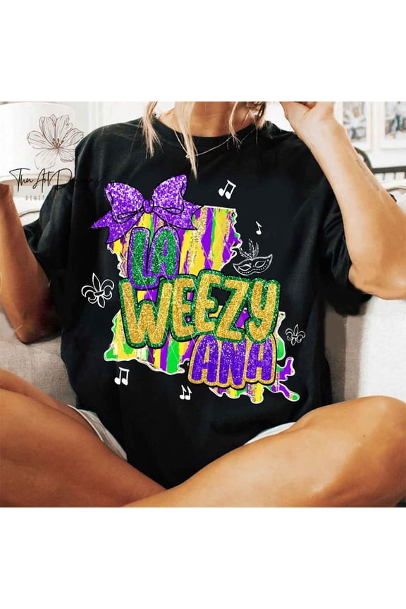 La Weezy Ana Mardi Gras Shirt, Mardi Gras Louisiana Map, Mardi Gras Shirt BLACK S-5XL