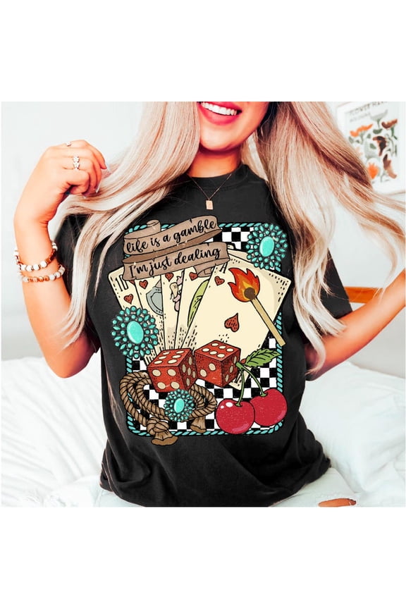 Life Is A Gamble Shirt Turquoise Western Country Shirt, Wild West Gifts BLACK S-5XL