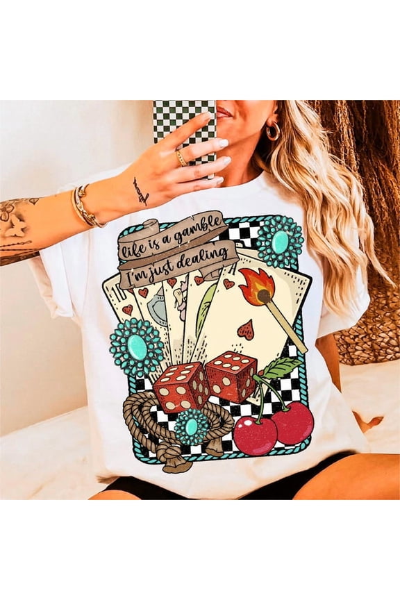 Life Is A Gamble Shirt Turquoise Western Country Shirt, Wild West Gifts WHITE S-5XL