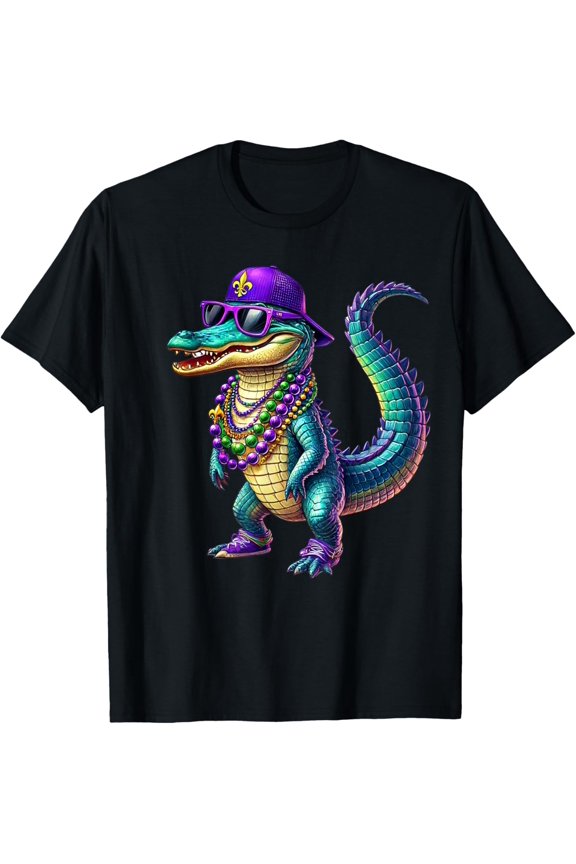 Mardi Alligator Mardi Gras Alligator Men Women Mardi Gras Men T-Shirt BLACK S-5XL