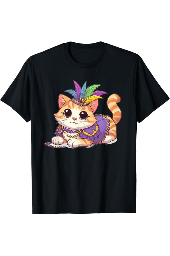 Mardi Gras Cat T-Shirt La Weezy Ana Mardi Gras BLACK Unisex S-5XL Hot Trending Shirt