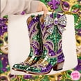 thumbnail image 1 of Nodb Mardi Gras Rhinestone Style Boots Shirt Cowgirl Howdy Mardi Gras WHITE S-5XL, 1 of 4
